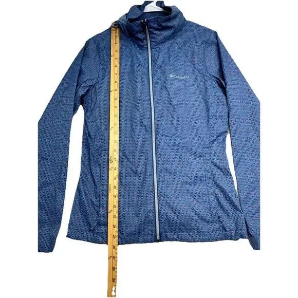 Columbia Sportswear Womens Running Jacket Size S Blue Full Zip Tuck Away Hood - Picture 6 of 12